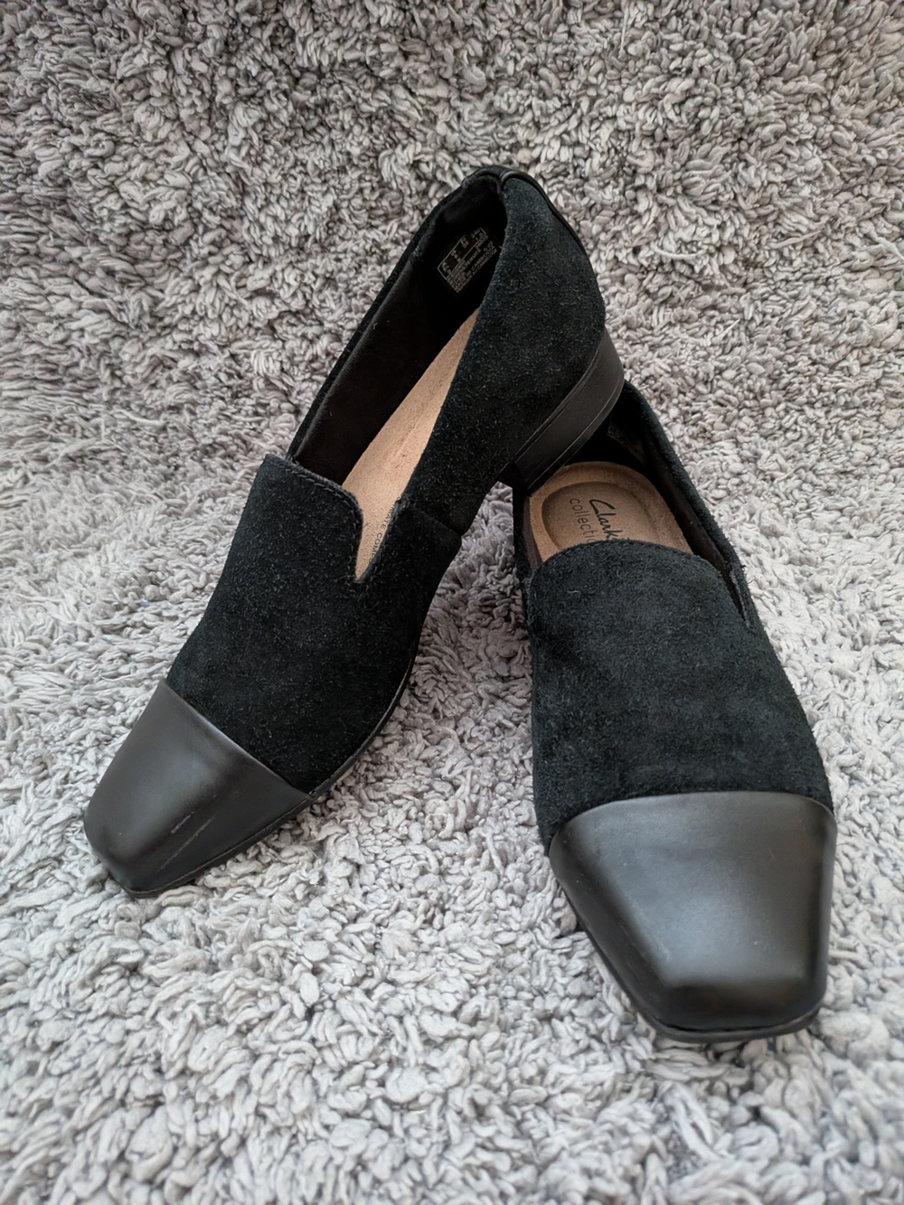 Clarks Tilmont Step Black Suede Loafers Size 8